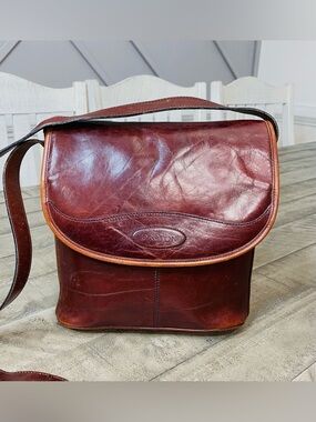 Vintage Oroton Sydney Brown Leather Crossbody Bag Flap Shoulder Purse